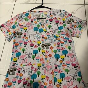 Colorful Printed Women's Scrub Top